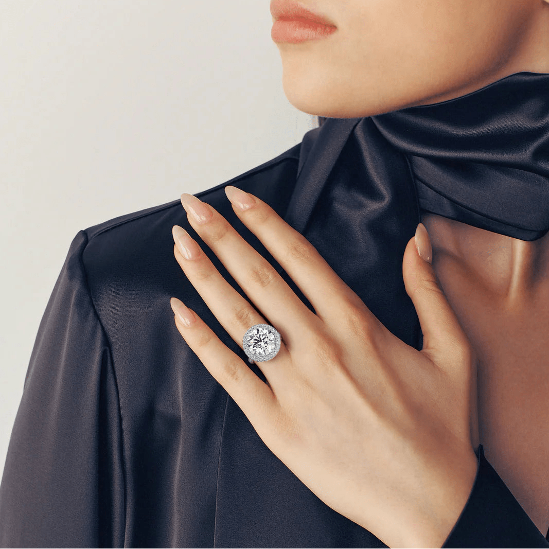 10 Carat Halo Round Stone Diamond Engagement Ring - Raphana Jewellery