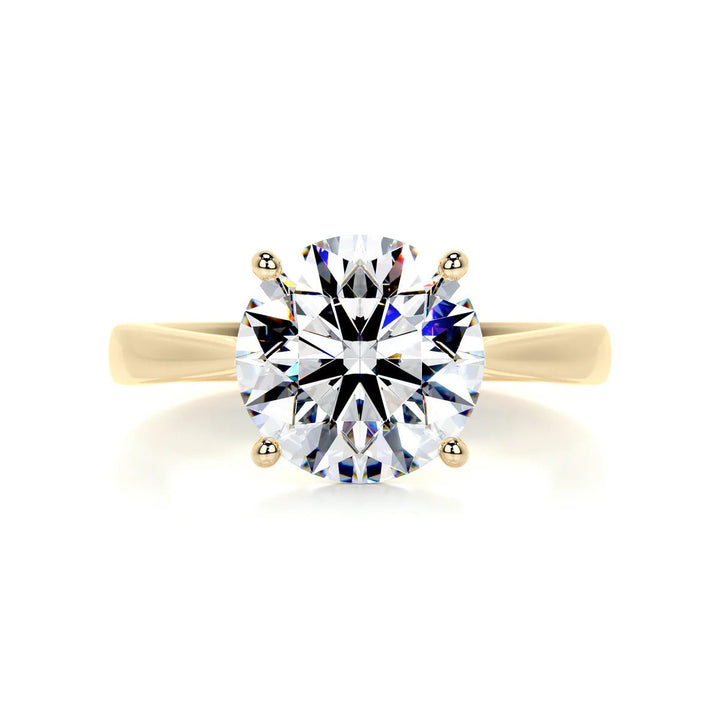 3 Carat Round Solitaire Engagement Ring 18K Gold & Platinum - Raphana Jewellery