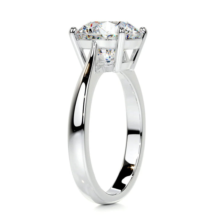 3 Carat Round Solitaire Engagement Ring 18K Gold & Platinum - Raphana Jewellery