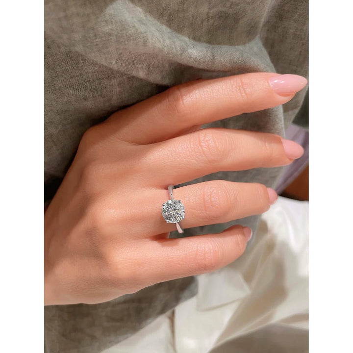 3 Carat Round Solitaire Engagement Ring 18K Gold & Platinum - Raphana Jewellery