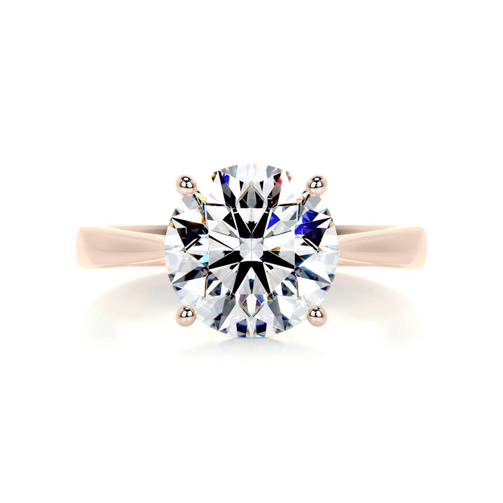 3 Carat Round Solitaire Engagement Ring 18K Gold & Platinum - Raphana Jewellery