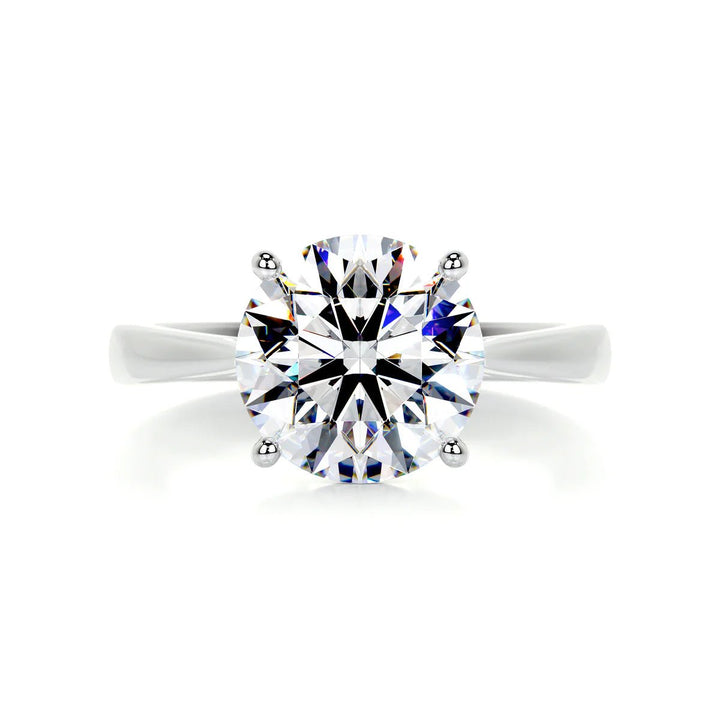 3 Carat Round Solitaire Engagement Ring 18K Gold & Platinum - Raphana Jewellery