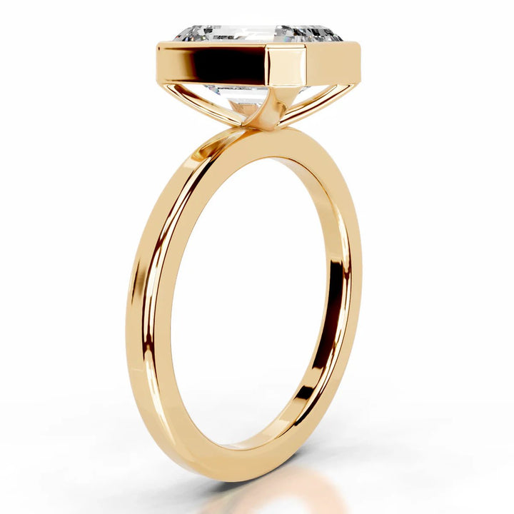 4 Carat Emerald Cut Bezel Diamond Engagement Ring - Raphana Jewellery