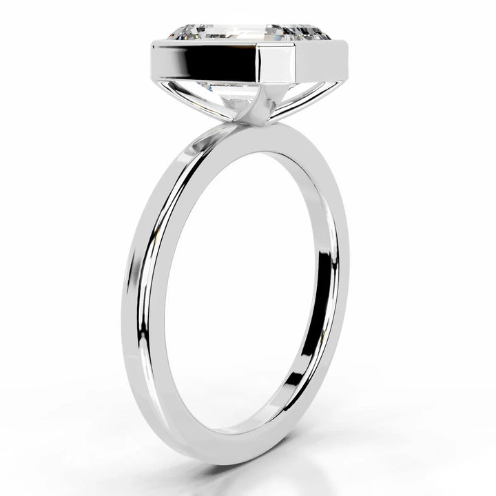 4 Carat Emerald Cut Bezel Diamond Engagement Ring - Raphana Jewellery
