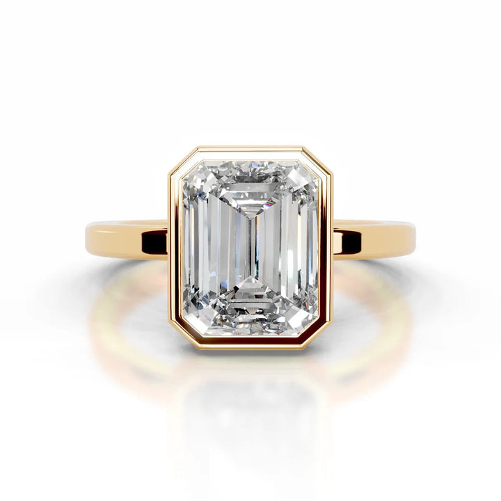 4 Carat Emerald Cut Bezel Diamond Engagement Ring - Raphana Jewellery