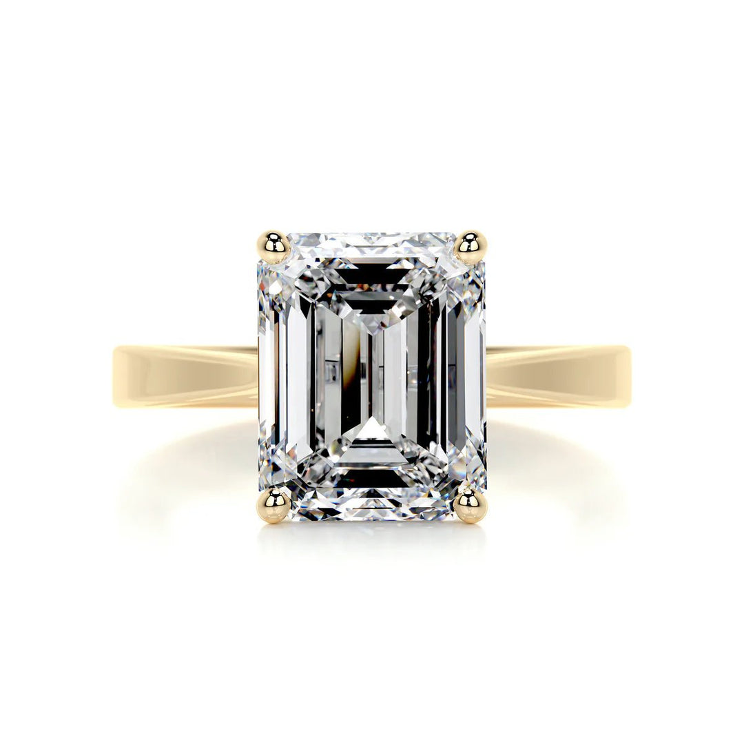 4 Carat Emerald Cut Solitaire Diamond Engagement Ring - Raphana Jewellery