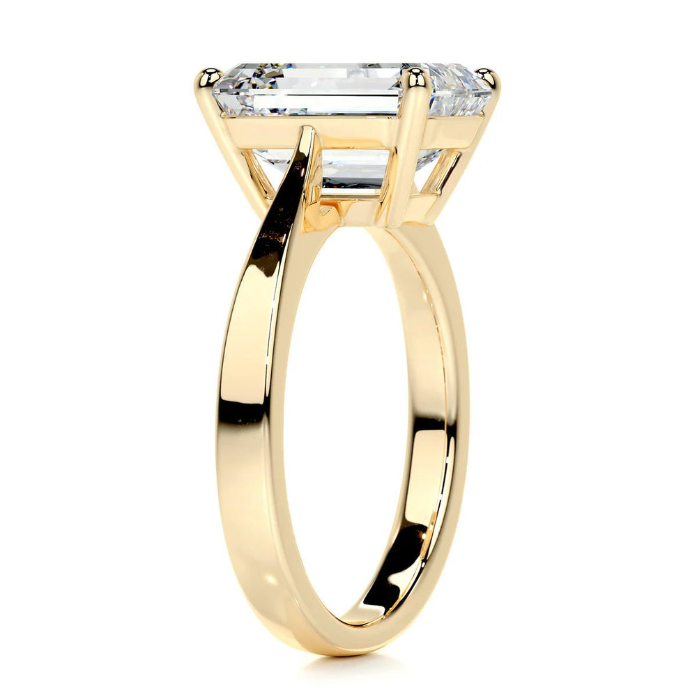 4 Carat Emerald Cut Solitaire Diamond Engagement Ring - Raphana Jewellery