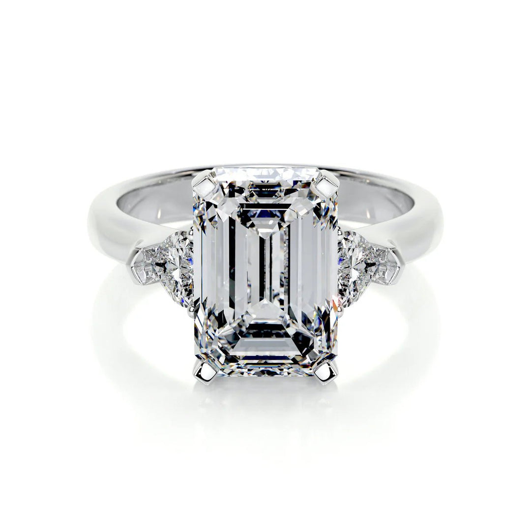 5 Carat Emerald Cut Three Stone Diamond Engagement Ring - Raphana Jewellery