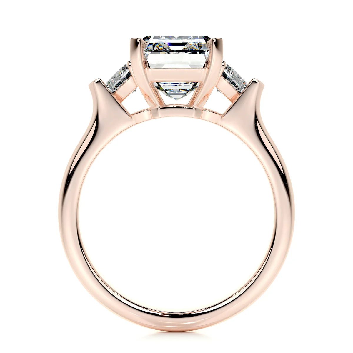 5 Carat Emerald Cut Three Stone Diamond Engagement Ring - Raphana Jewellery