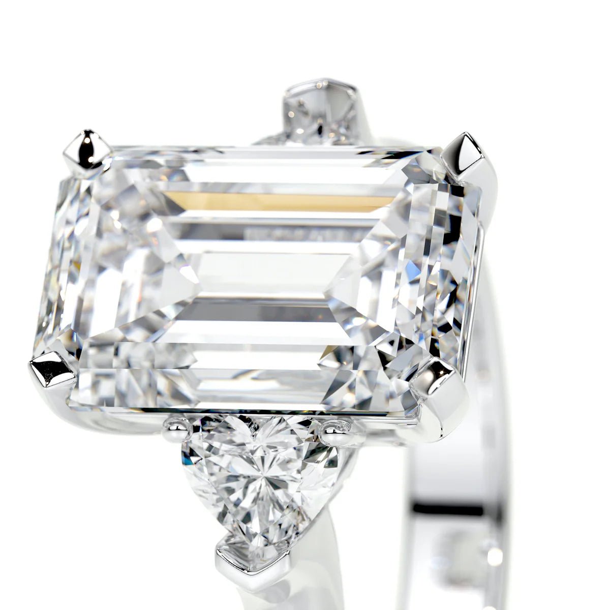 5 Carat Emerald Cut Three Stone Diamond Engagement Ring - Raphana Jewellery