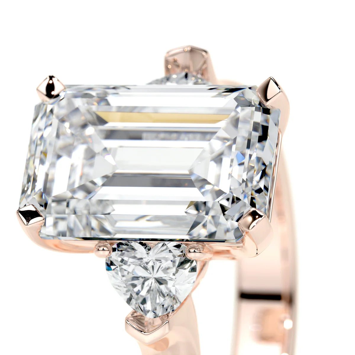 5 Carat Emerald Cut Three Stone Diamond Engagement Ring - Raphana Jewellery