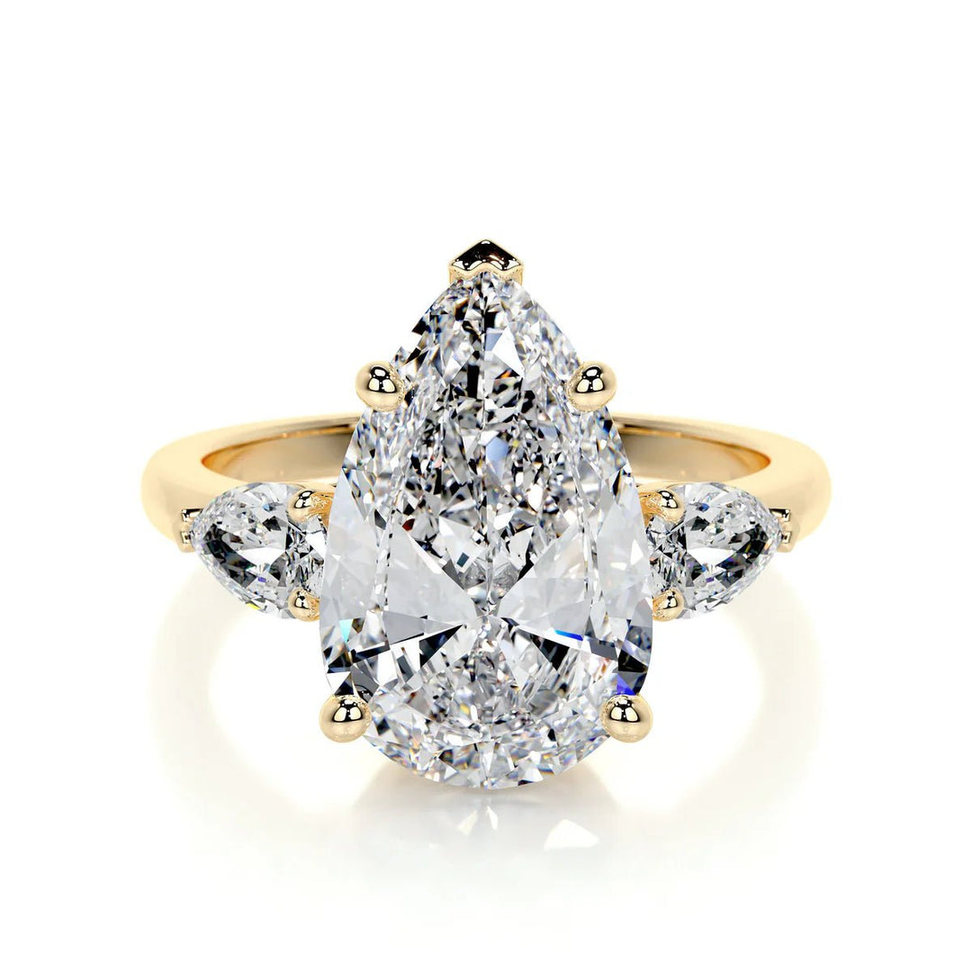 5 Carat Pear Three Stone Diamond Engagement Ring - Raphana Jewellery