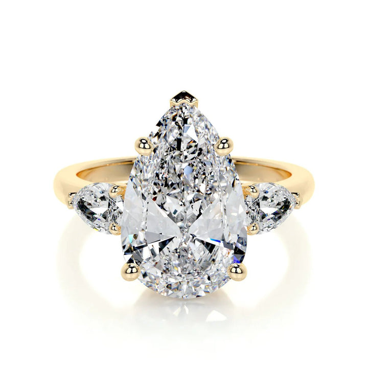 5 Carat Pear Three Stone Diamond Engagement Ring - Raphana Jewellery