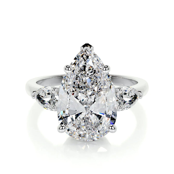 5 Carat Pear Three Stone Diamond Engagement Ring - Raphana Jewellery