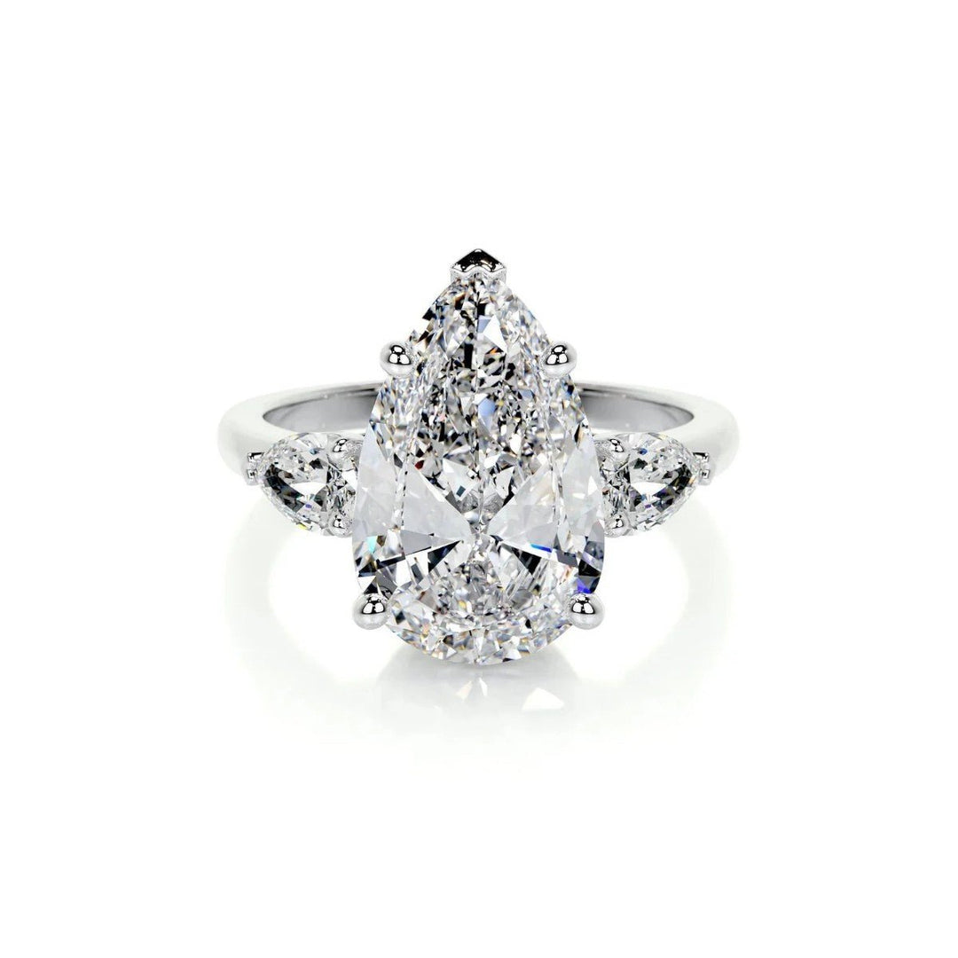 5 Carat Pear Three Stone Diamond Engagement Ring - Raphana Jewellery