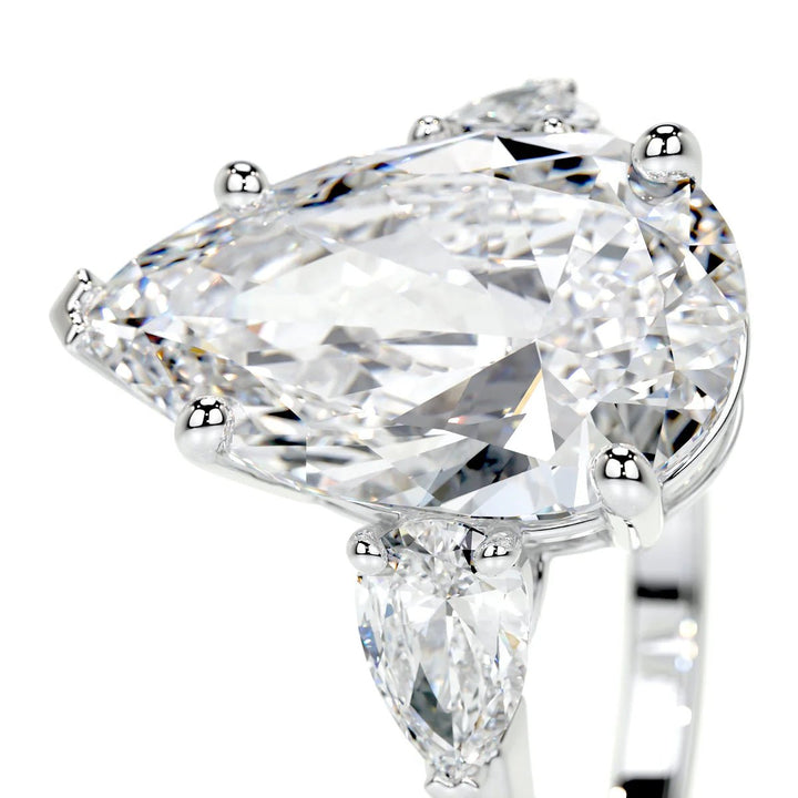 5 Carat Pear Three Stone Diamond Engagement Ring - Raphana Jewellery