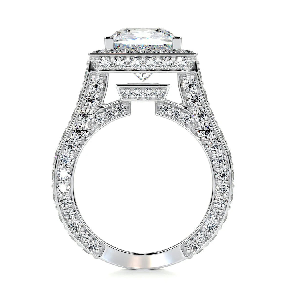 5 Carat Princess Cut Halo Diamond Engagement Ring - Raphana Jewellery