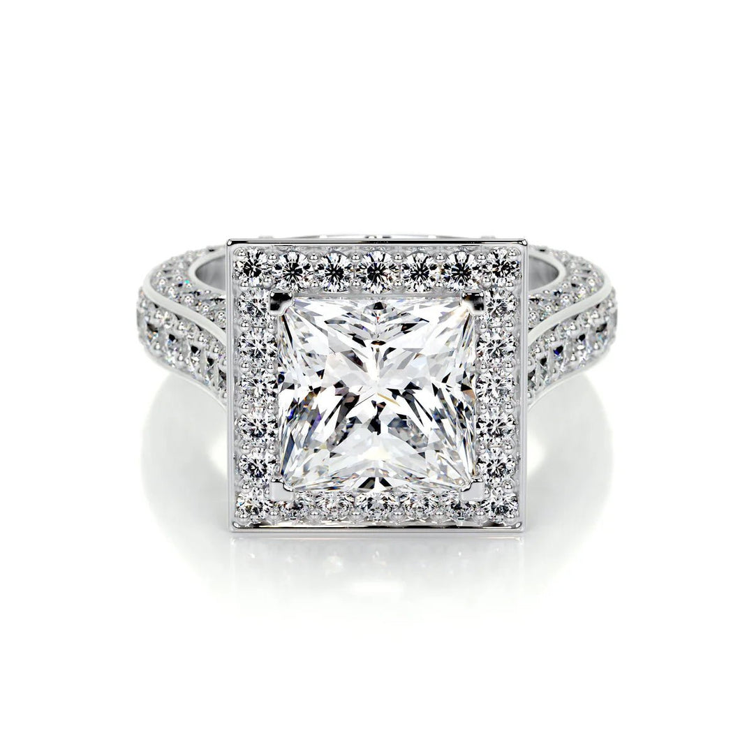5 Carat Princess Cut Halo Diamond Engagement Ring - Raphana Jewellery