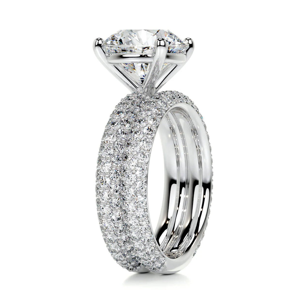 5 Carat Round Bridal Pavé Diamond Ring - Raphana Jewellery