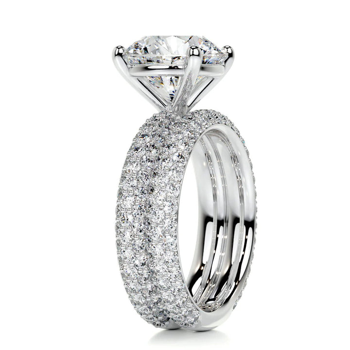 5 Carat Round Bridal Pavé Diamond Ring - Raphana Jewellery