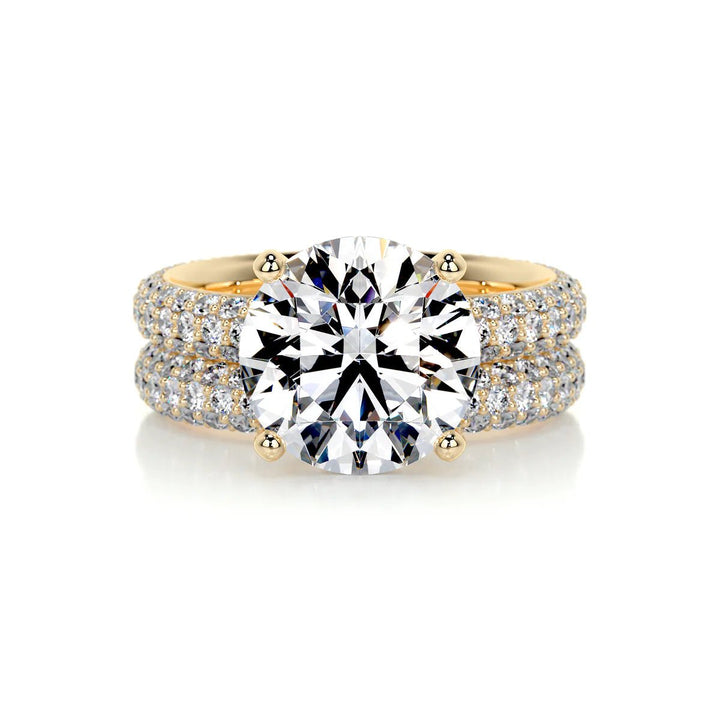 5 Carat Round Bridal Pavé Diamond Ring - Raphana Jewellery