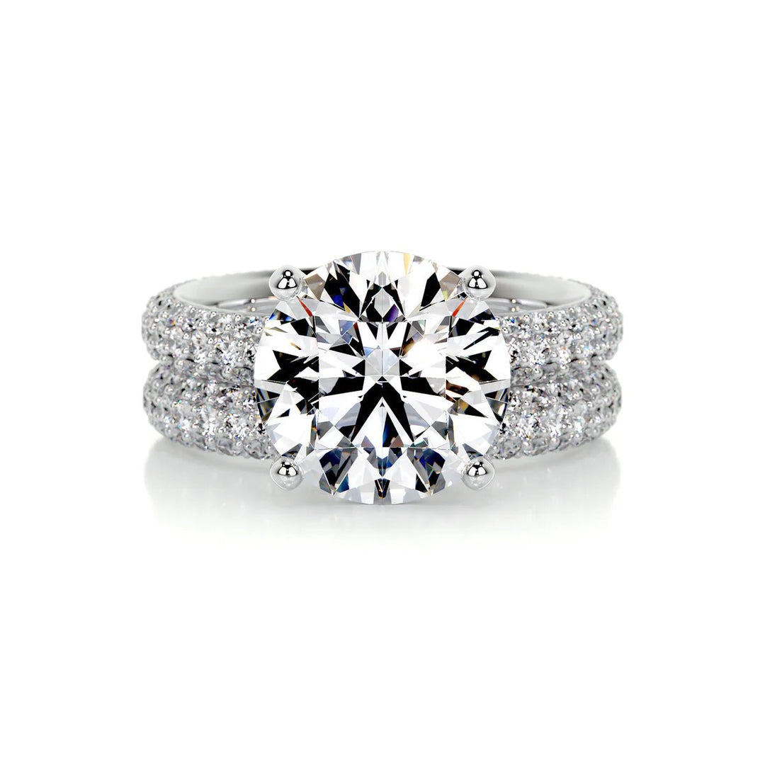 5 Carat Round Bridal Pavé Diamond Ring - Raphana Jewellery