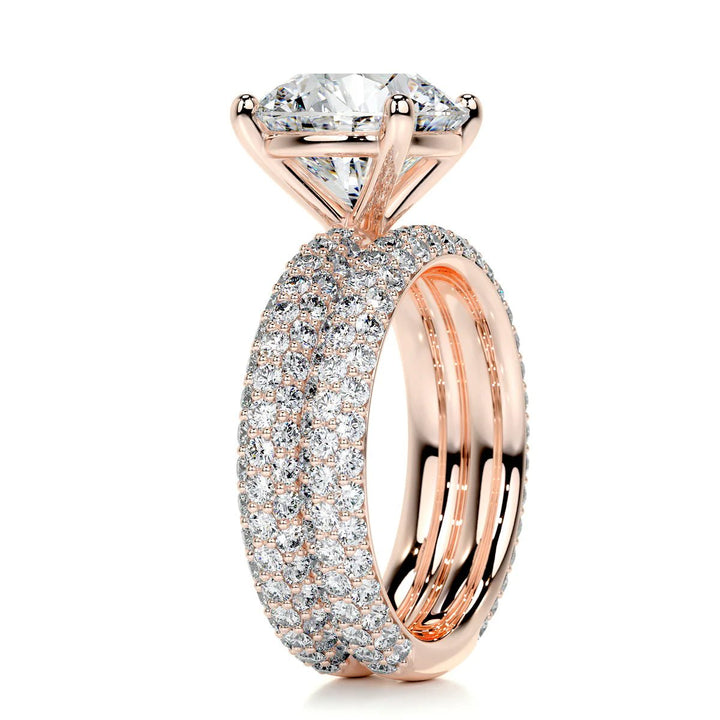 5 Carat Round Bridal Pavé Diamond Ring - Raphana Jewellery