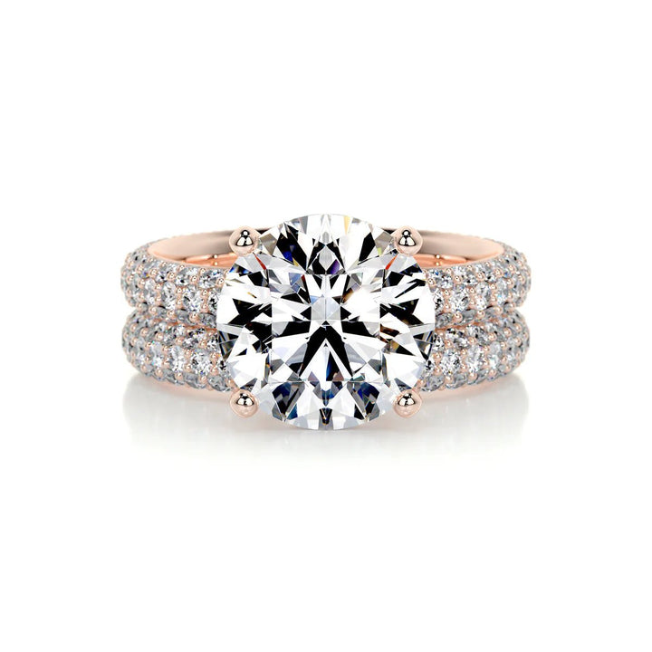 5 Carat Round Bridal Pavé Diamond Ring - Raphana Jewellery
