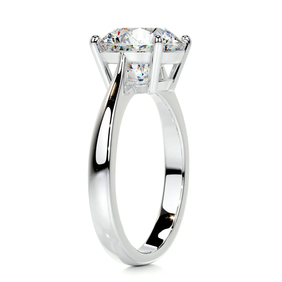 5 Carat Round Diamond Engagement Ring in 18K Gold & Platinum - Raphana Jewellery