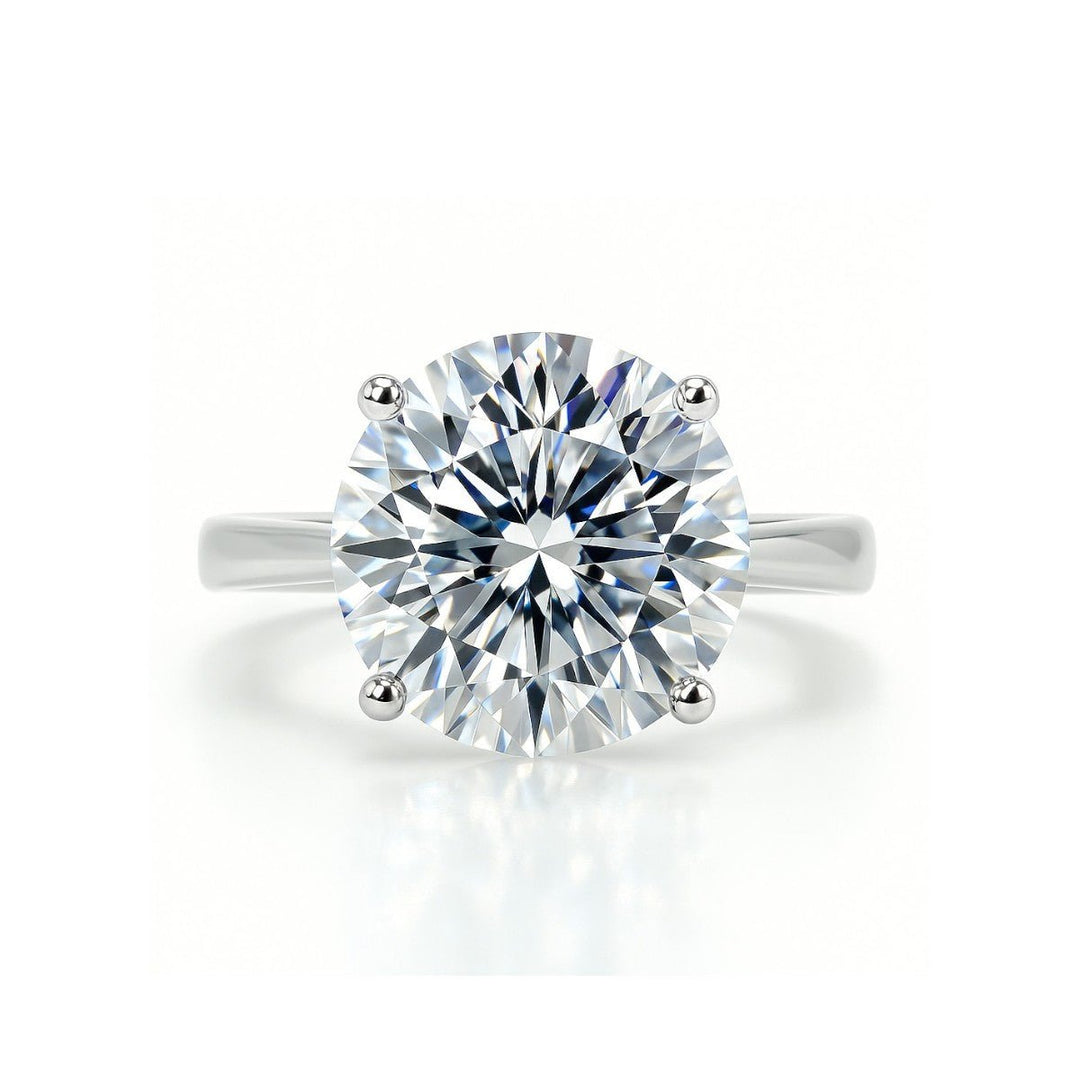 5 Carat Round Diamond Engagement Ring in 18K Gold & Platinum - Raphana Jewellery