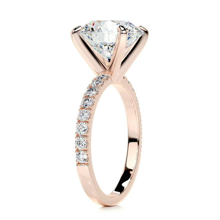 5 Carat Round Pavé Diamond Engagement Ring - Raphana Jewellery