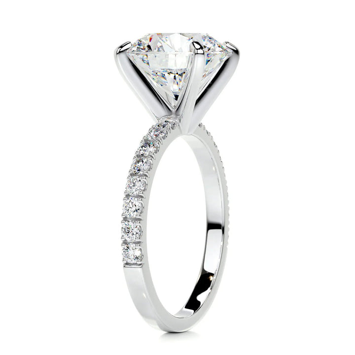 5 Carat Round Pavé Diamond Engagement Ring - Raphana Jewellery