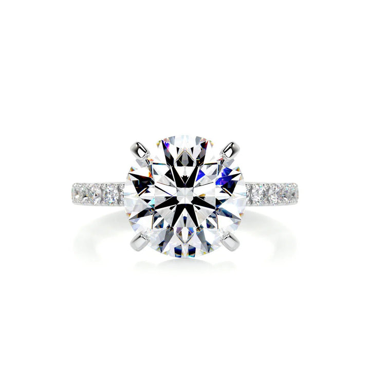 5 Carat Round Pavé Diamond Engagement Ring - Raphana Jewellery