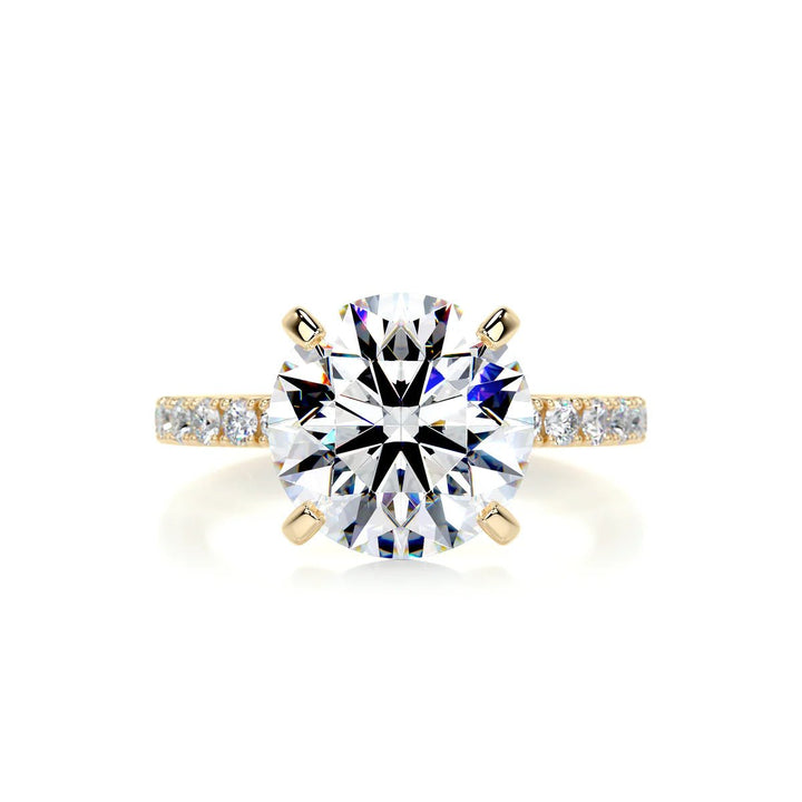 5 Carat Round Pavé Diamond Engagement Ring - Raphana Jewellery