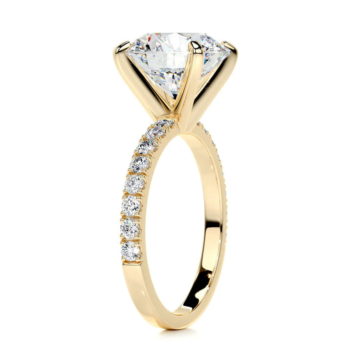 5 Carat Round Pavé Diamond Engagement Ring - Raphana Jewellery
