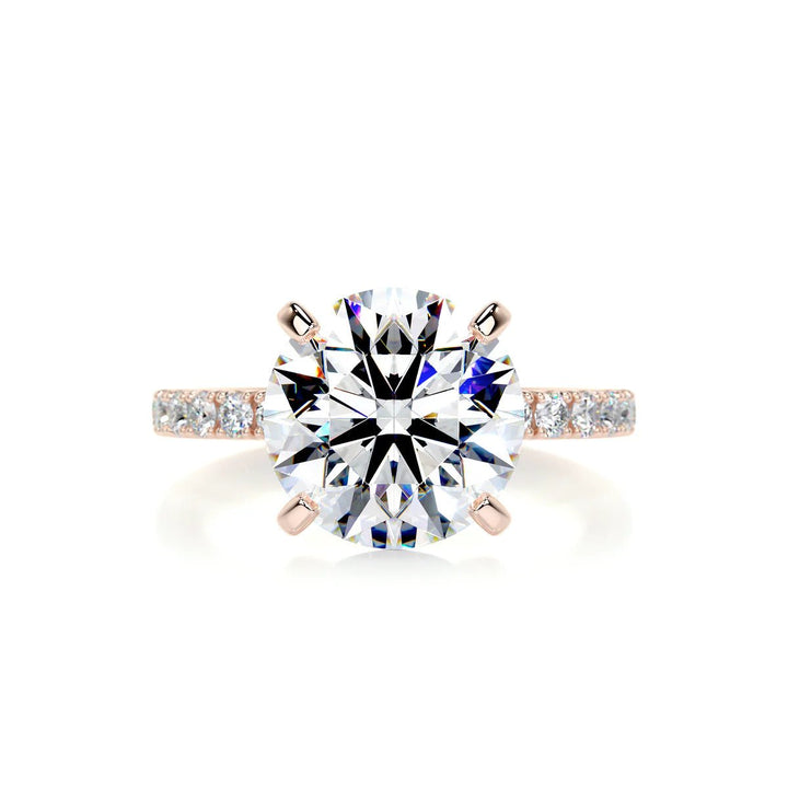 5 Carat Round Pavé Diamond Engagement Ring - Raphana Jewellery