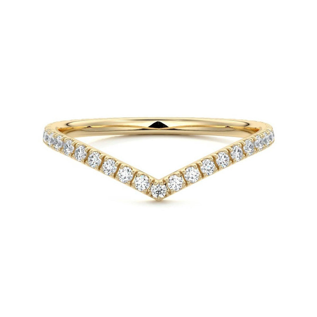 Curved Pavé Wedding Band 18K / Platinum - Raphana Jewellery
