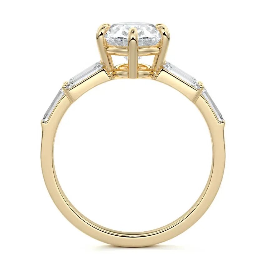 Oval Cut Side Stone Engagement Ring - Raphana Jewellery