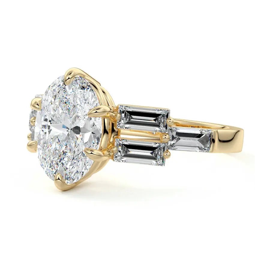 Oval Cut Side Stone Engagement Ring - Raphana Jewellery