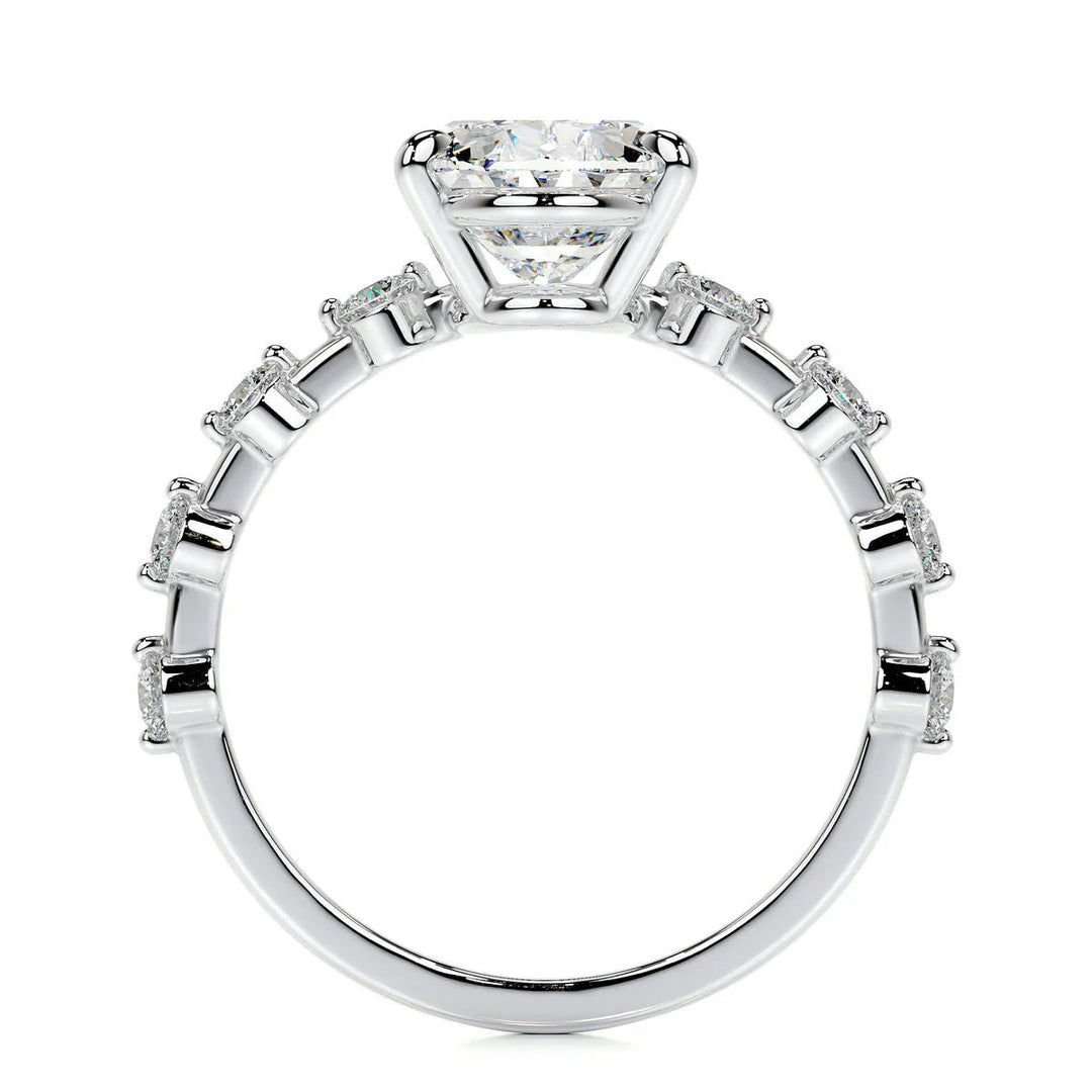 Oval Unique Design Engagement Ring 18K Gold & Platinum - Raphana Jewellery