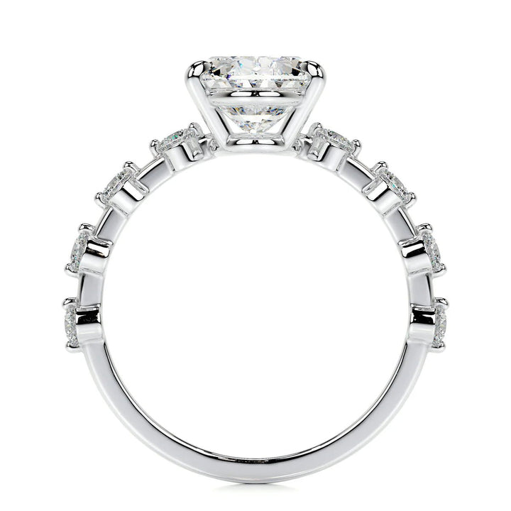 Oval Unique Design Engagement Ring 18K Gold & Platinum - Raphana Jewellery