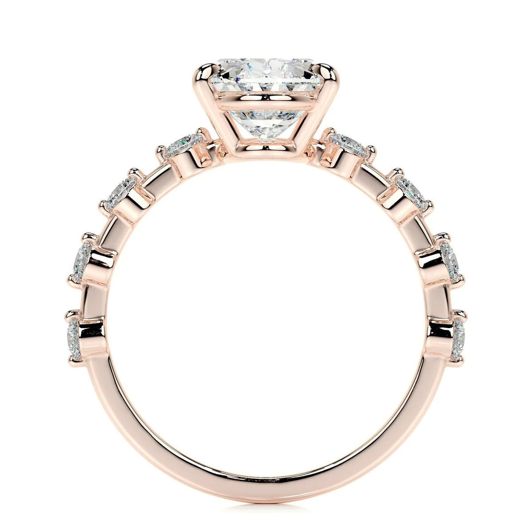 Oval Unique Design Engagement Ring 18K Gold & Platinum - Raphana Jewellery