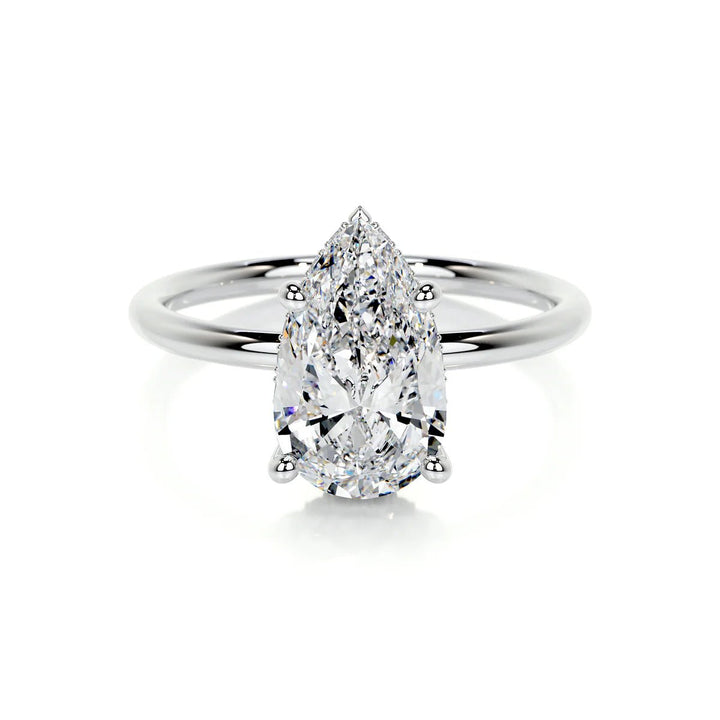 Pear Cut Solitaire Engagement Ring – 18K Gold & Platinum - Raphana Jewellery