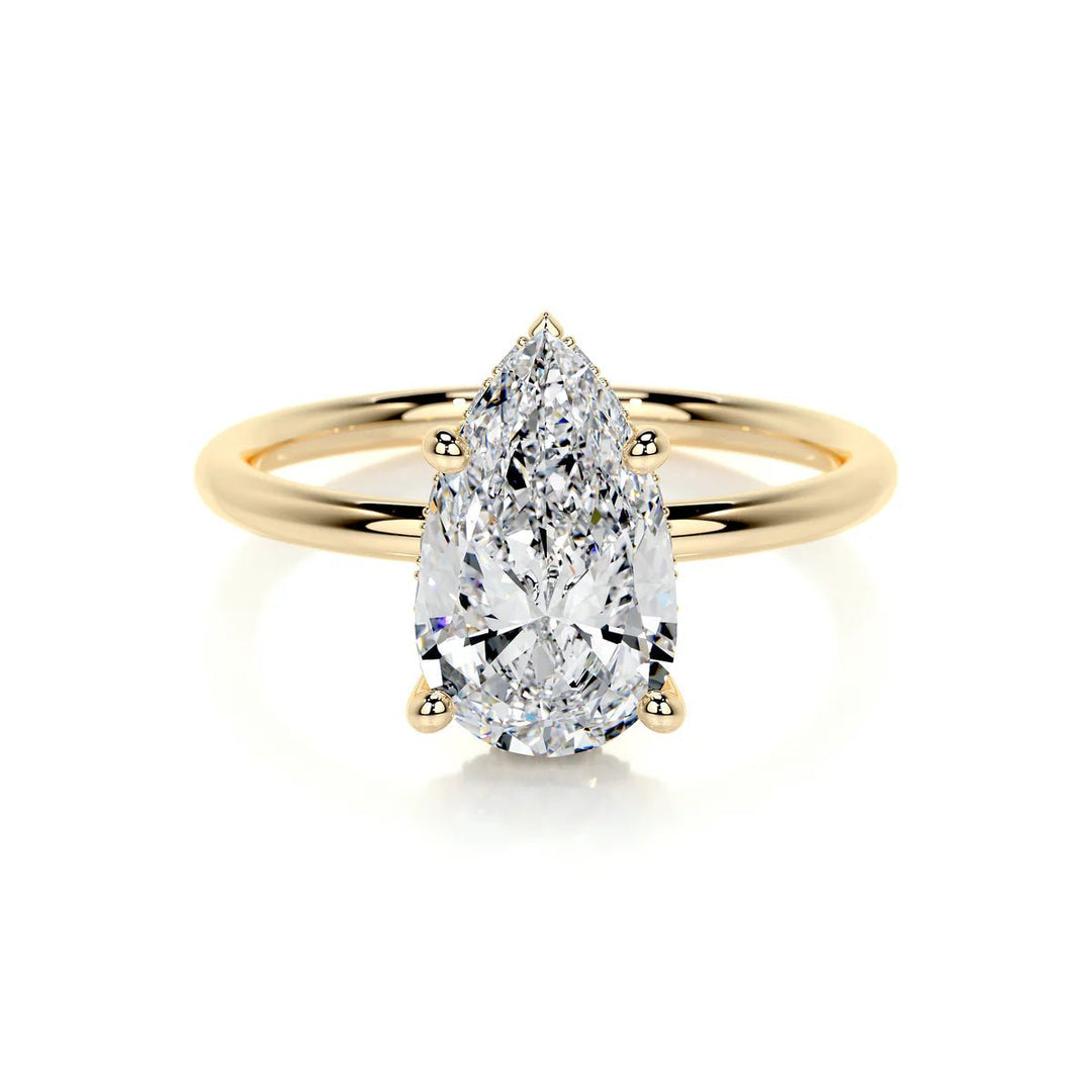 Pear Cut Solitaire Engagement Ring – 18K Gold & Platinum - Raphana Jewellery