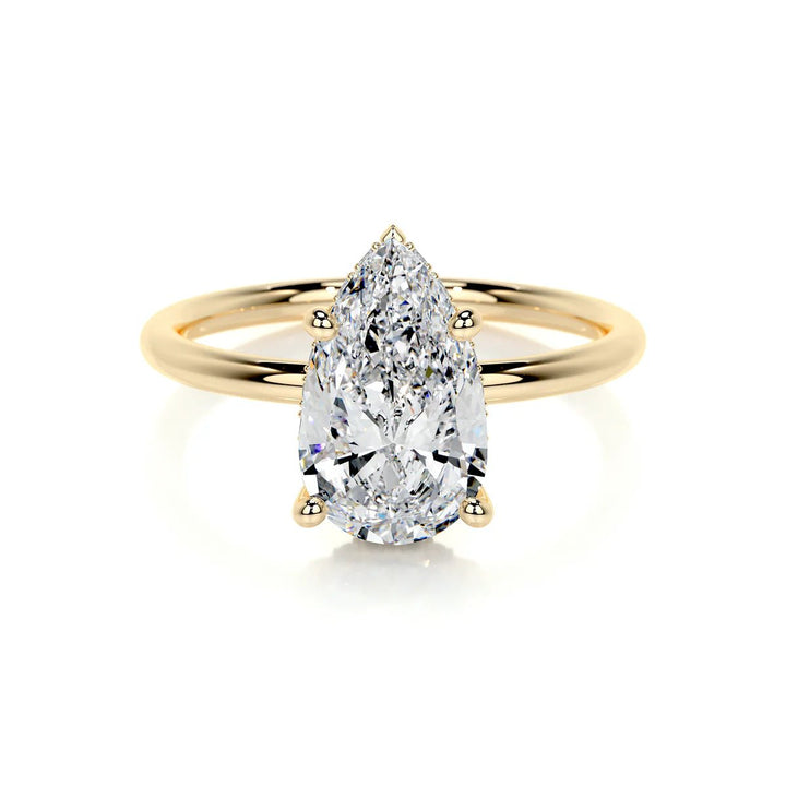 Pear Cut Solitaire Engagement Ring – 18K Gold & Platinum - Raphana Jewellery