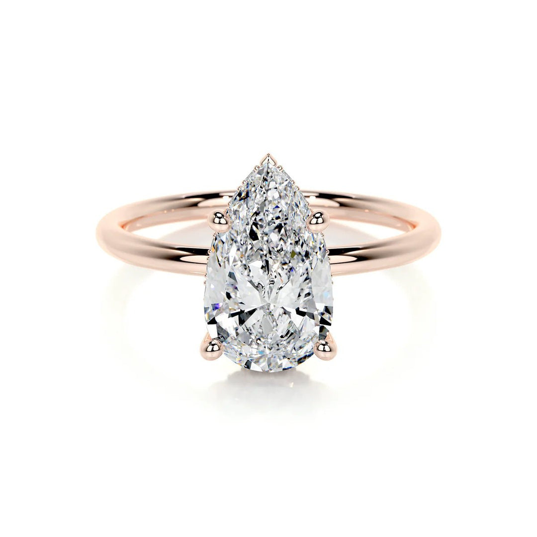 Pear Cut Solitaire Engagement Ring – 18K Gold & Platinum - Raphana Jewellery