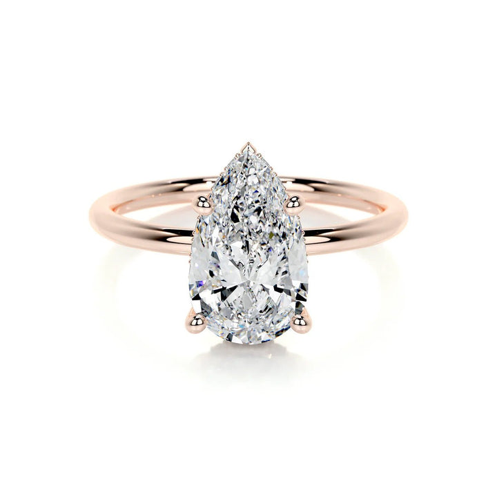 Pear Cut Solitaire Engagement Ring – 18K Gold & Platinum - Raphana Jewellery