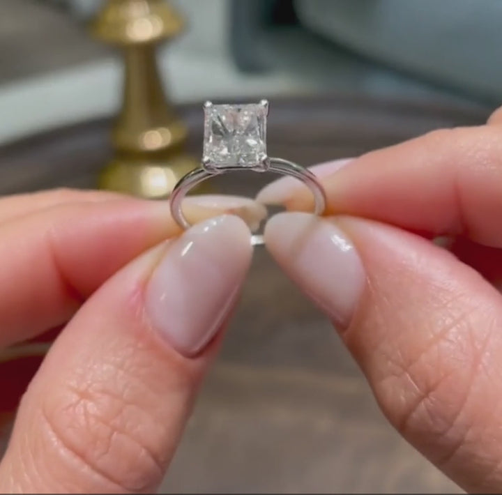 2 Carat Radiant Cut Solitaire Diamond Engagement Ring