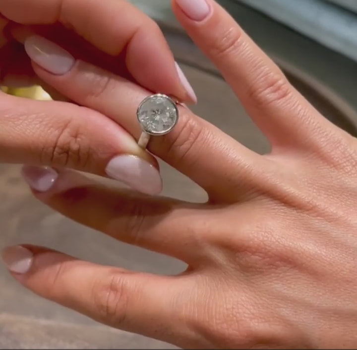 3 Carat Round Bezel Diamond Engagement Ring