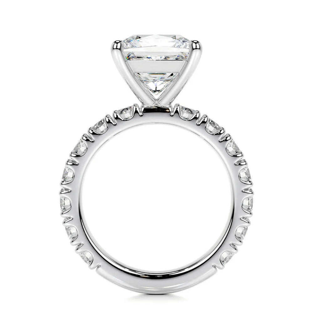 Princess Cut Pave Engagement Ring 18K & Platinum - Raphana Jewellery